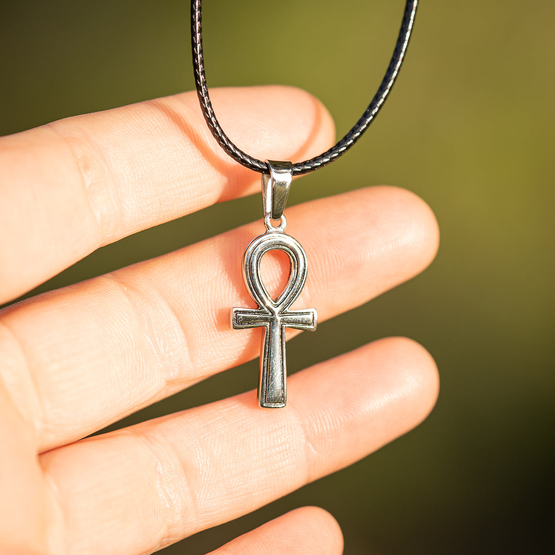 Breloque croix de Ankh en acier inoxydable argenté de 2,8 cm ( à l&