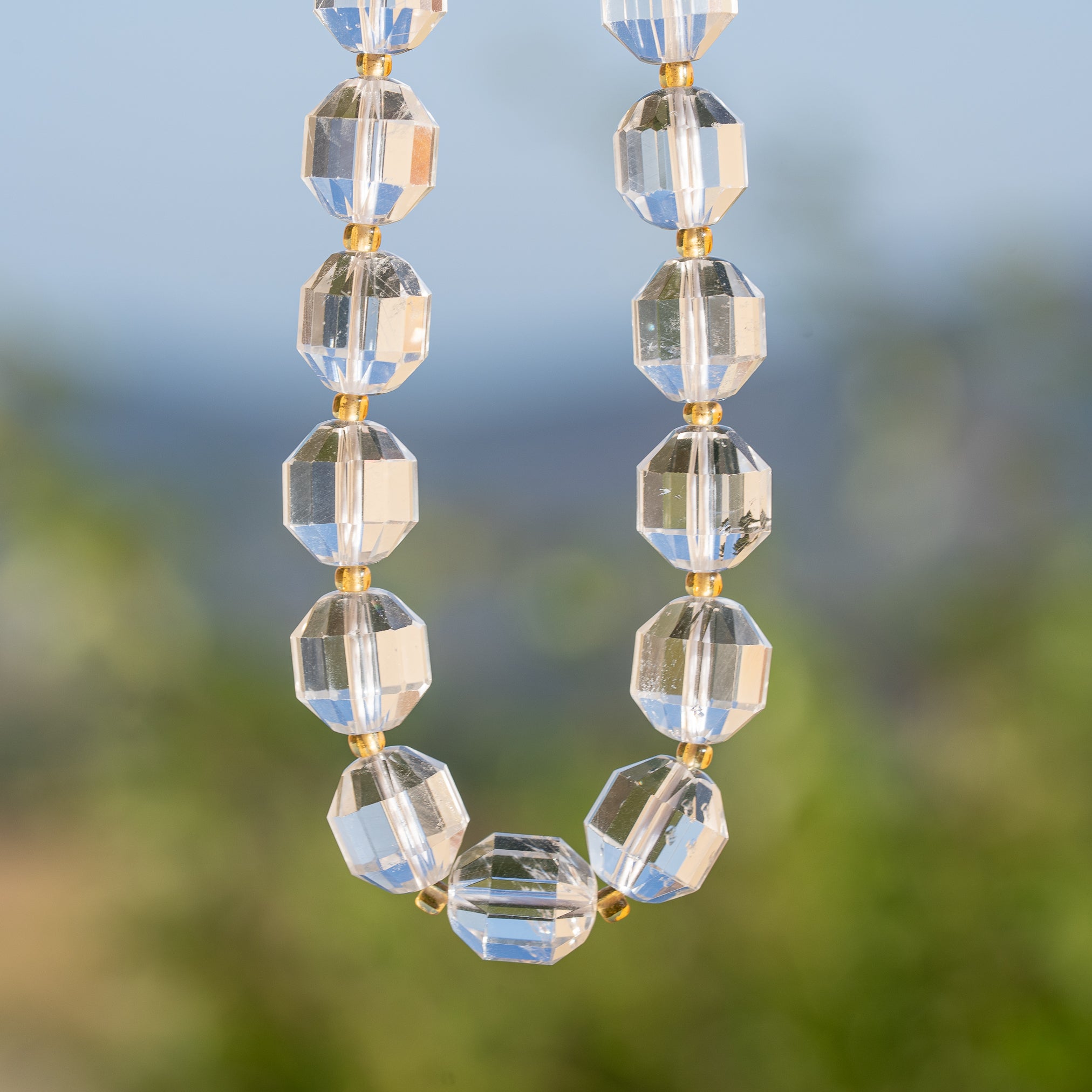 Perles rondes facettes grade A de cristal de roche de 12 mm ( à l&