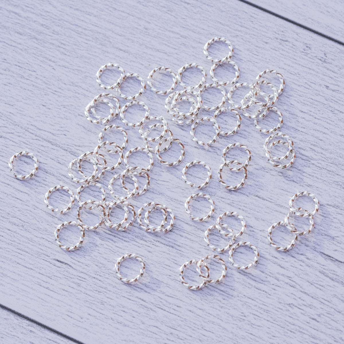 Anneaux de jonction torsadés en acier inoxydable argenté de 7,8 x 1 mm ( lot de 6 )