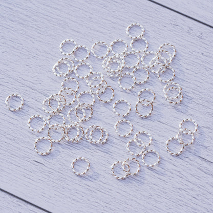 Anneaux de jonction torsadés en acier inoxydable argenté de 7,8 x 1 mm ( lot de 6 )