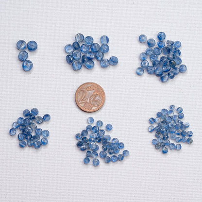 Perles rondelles facettes de Cyanite bleue de env 3 à 6,7 mm ( lot de 4 perles )
