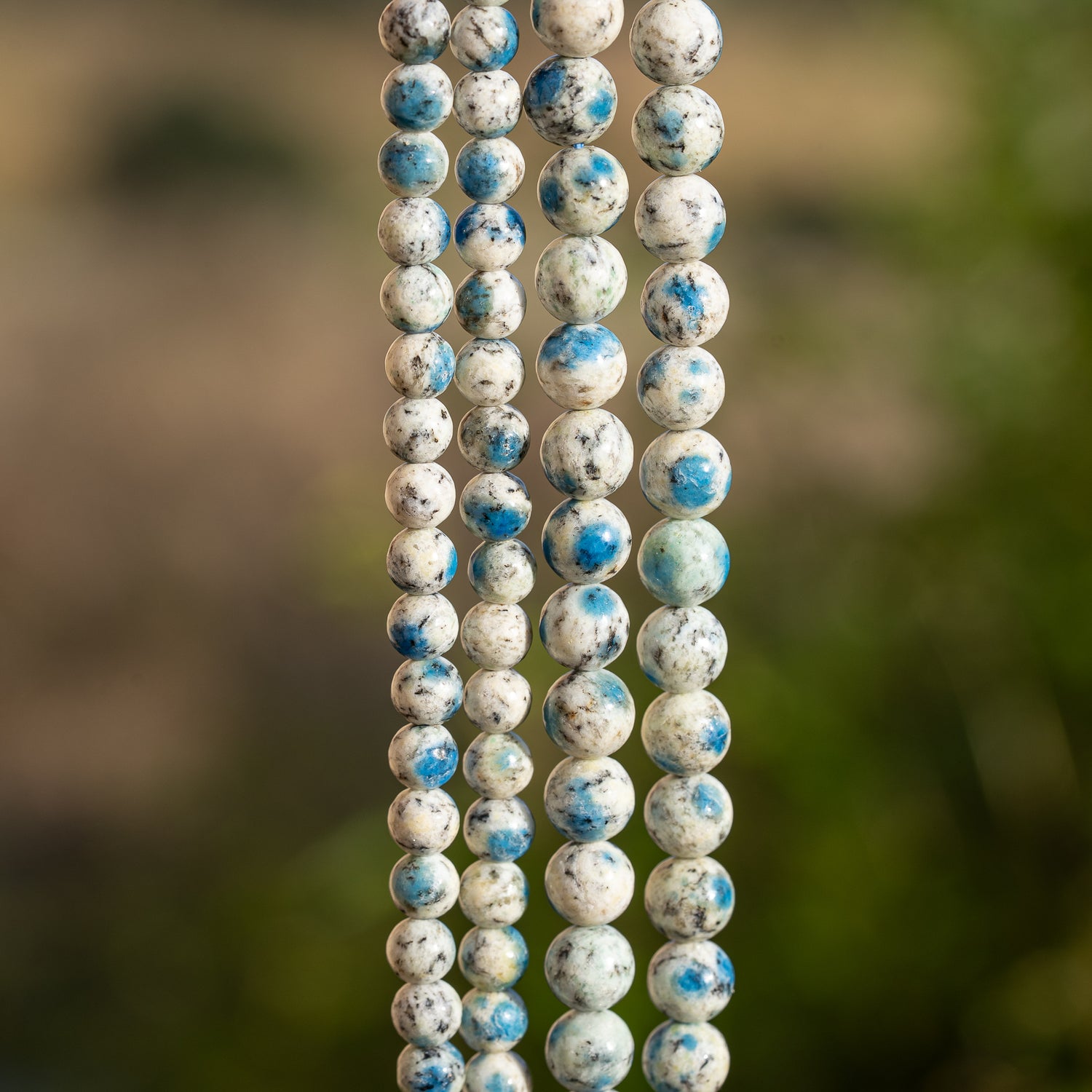 Perles rondes lisses de Jaspe K2 grade AA de 6 ou 8 mm ( 1/2 rang )