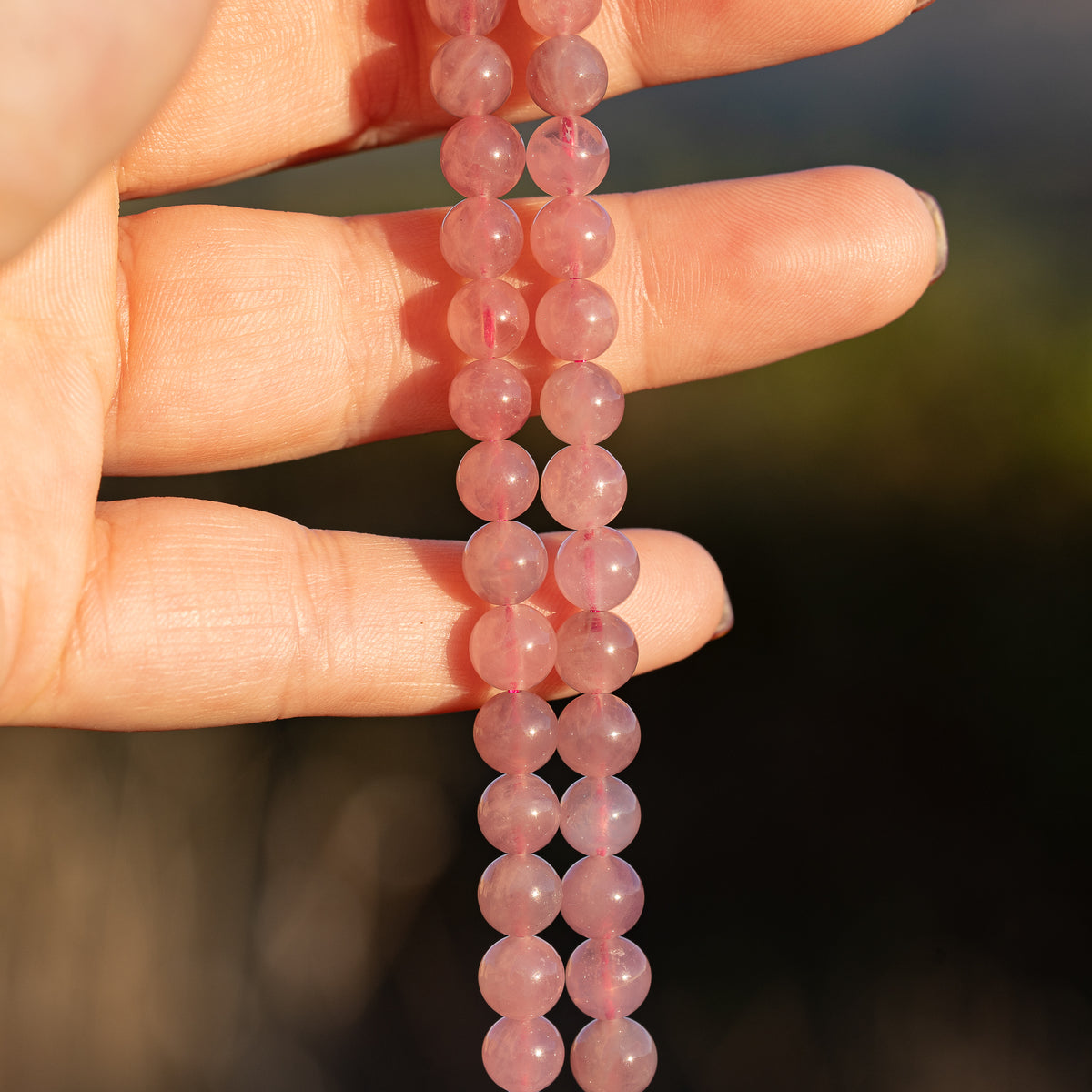 Perles rondes lisses de Quartz rose/violet du Madagascar de 6,4 mm ( 1/2 rang de env 30 perles ) (Copie)