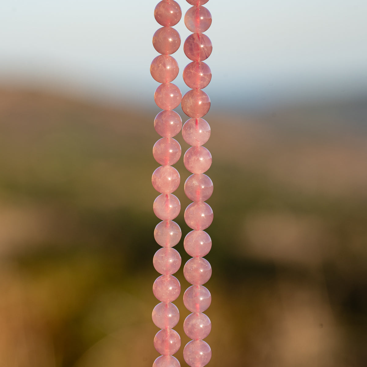 Perles rondes lisses de Quartz rose/violet du Madagascar de 6,4 mm ( 1/2 rang de env 30 perles ) (Copie)