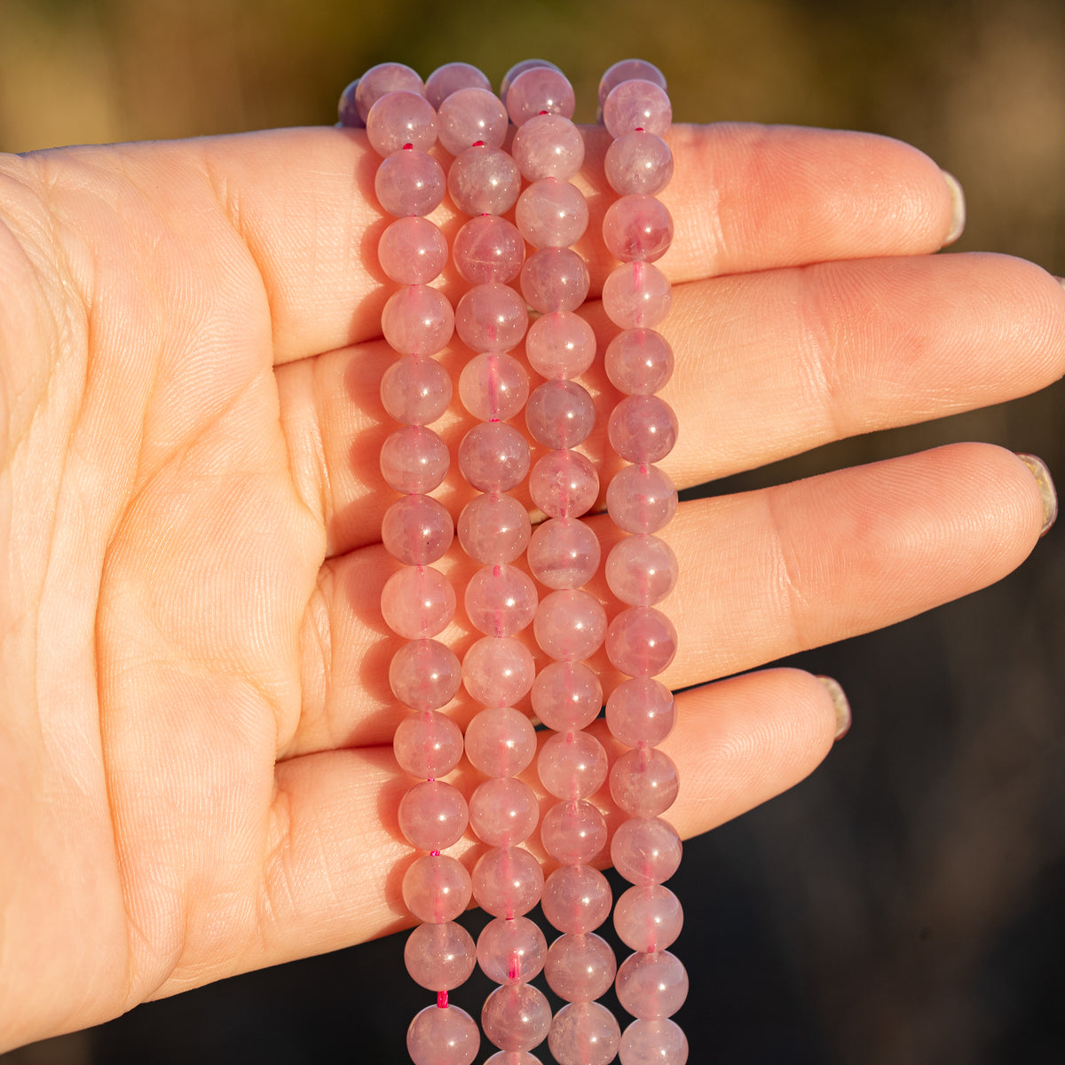 Perles rondes lisses de Quartz rose/violet du Madagascar de 6,4 mm ( 1/2 rang de env 30 perles ) (Copie)