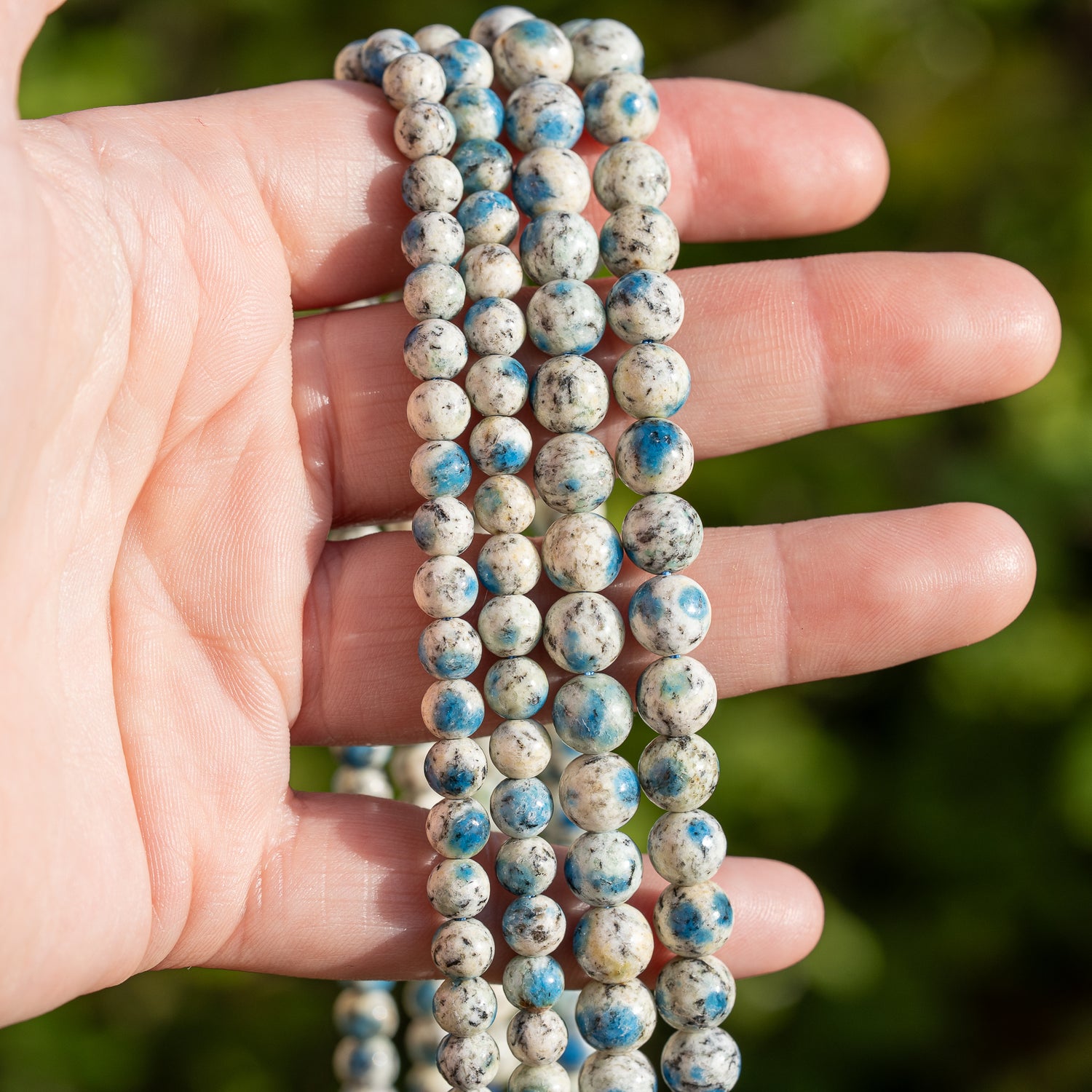Perles rondes lisses de Jaspe K2 grade AA de 6 ou 8 mm ( 1/2 rang )