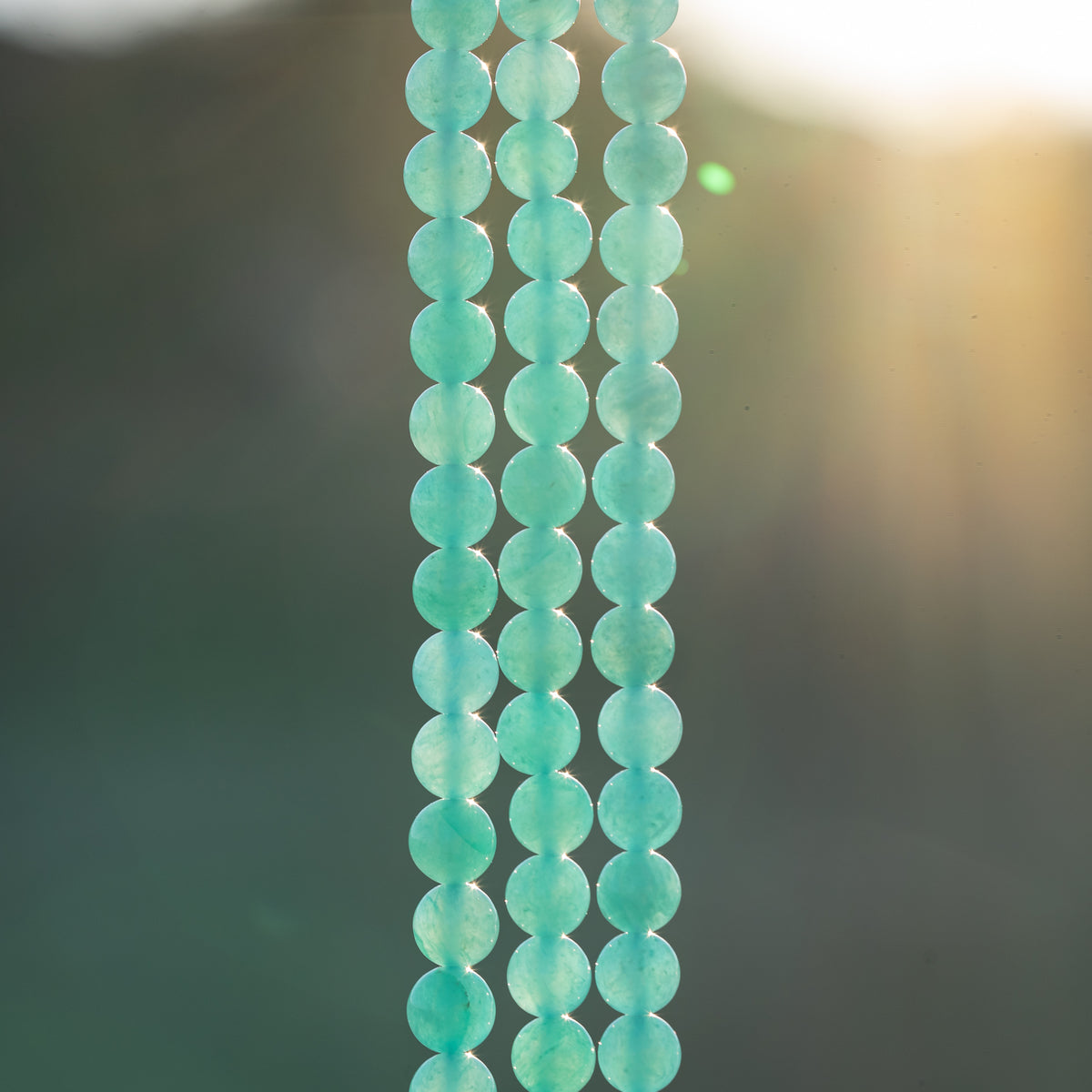 Perles rondes lisses en Amazonite du Pérou de 6,2 mm ( 1/2 rang de env 30 perles )