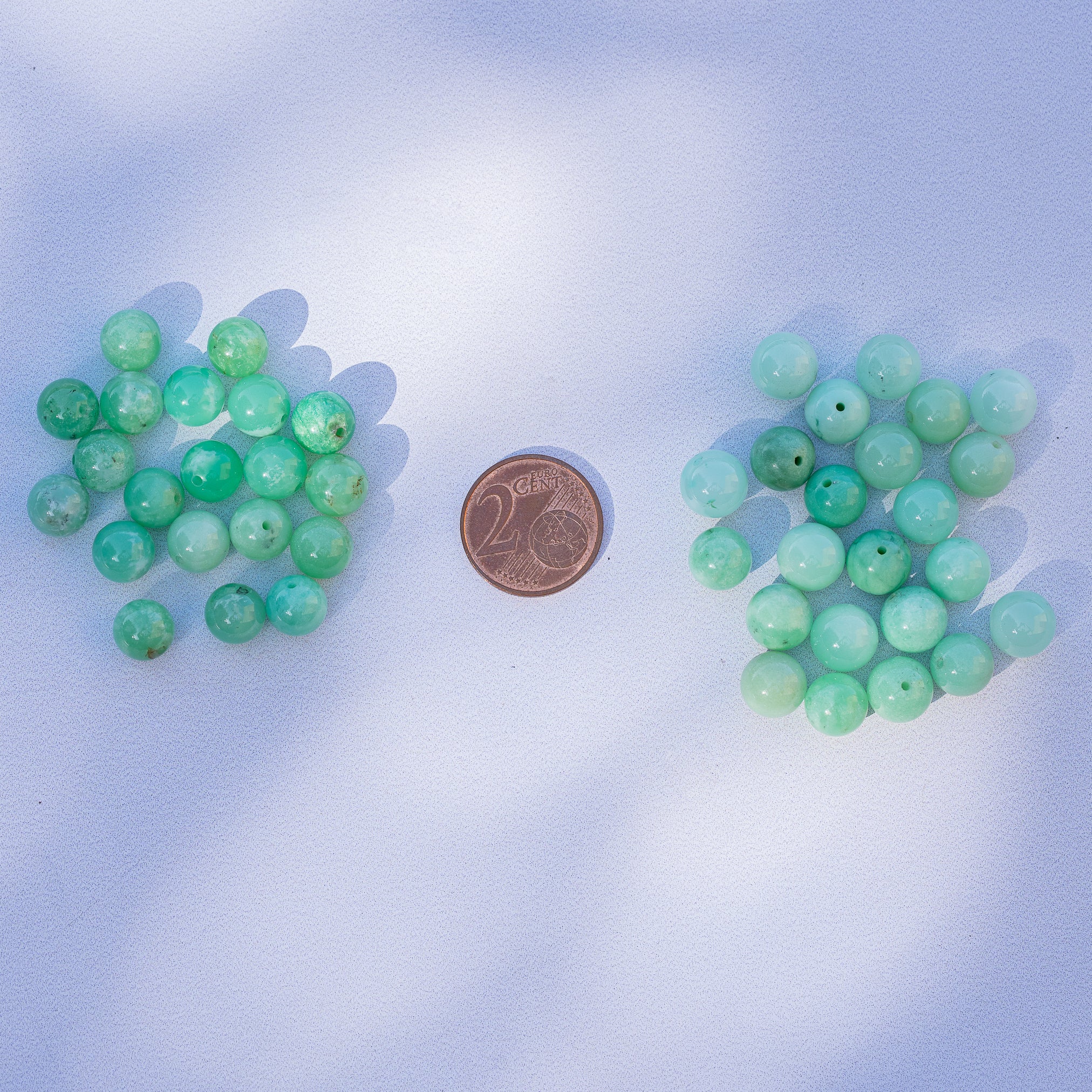 Perles rondes lisses grade A de Chrysoprase de 8/8,5 mm ( lot de 10 perles )