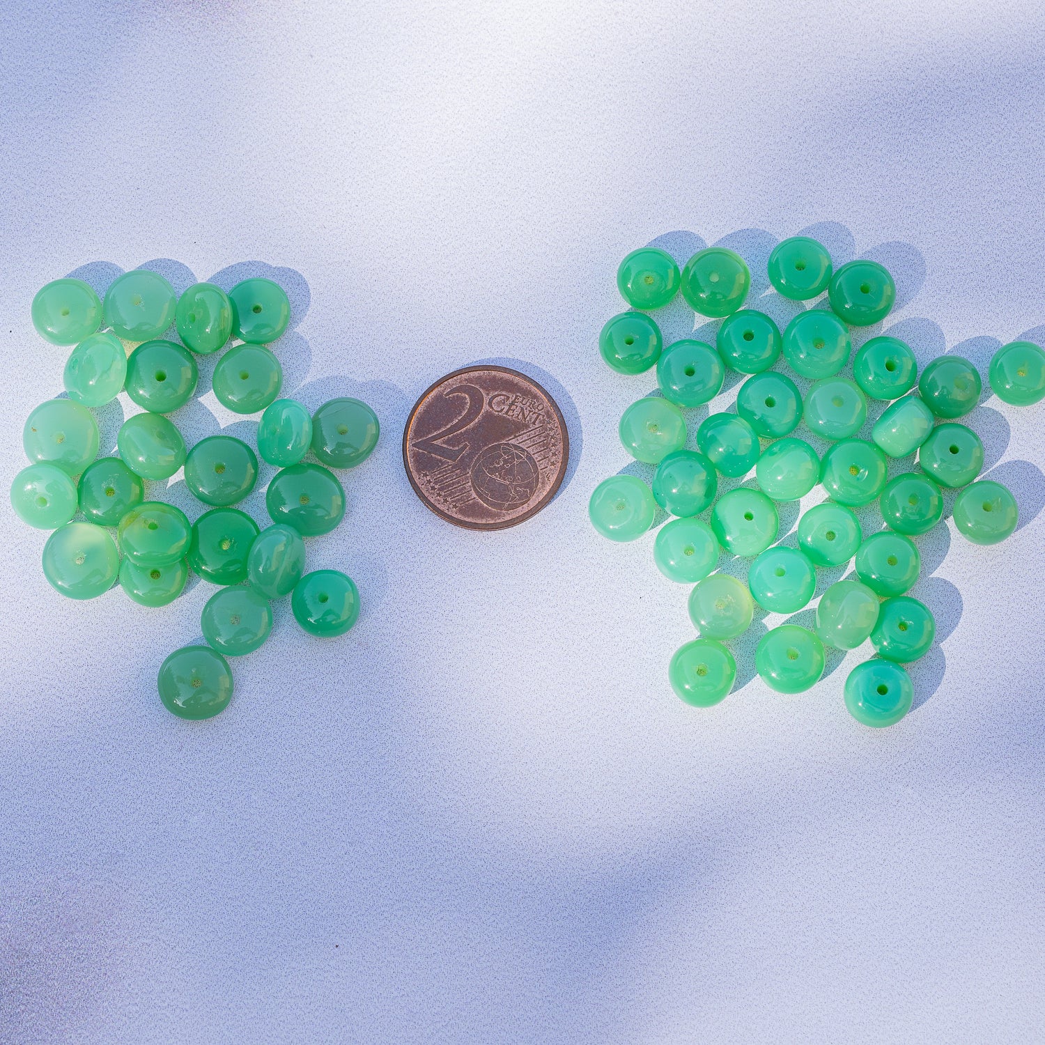 Perles rondelles lisses AA de Chrysoprase de 7/8 mm ( lot de 10 perles )