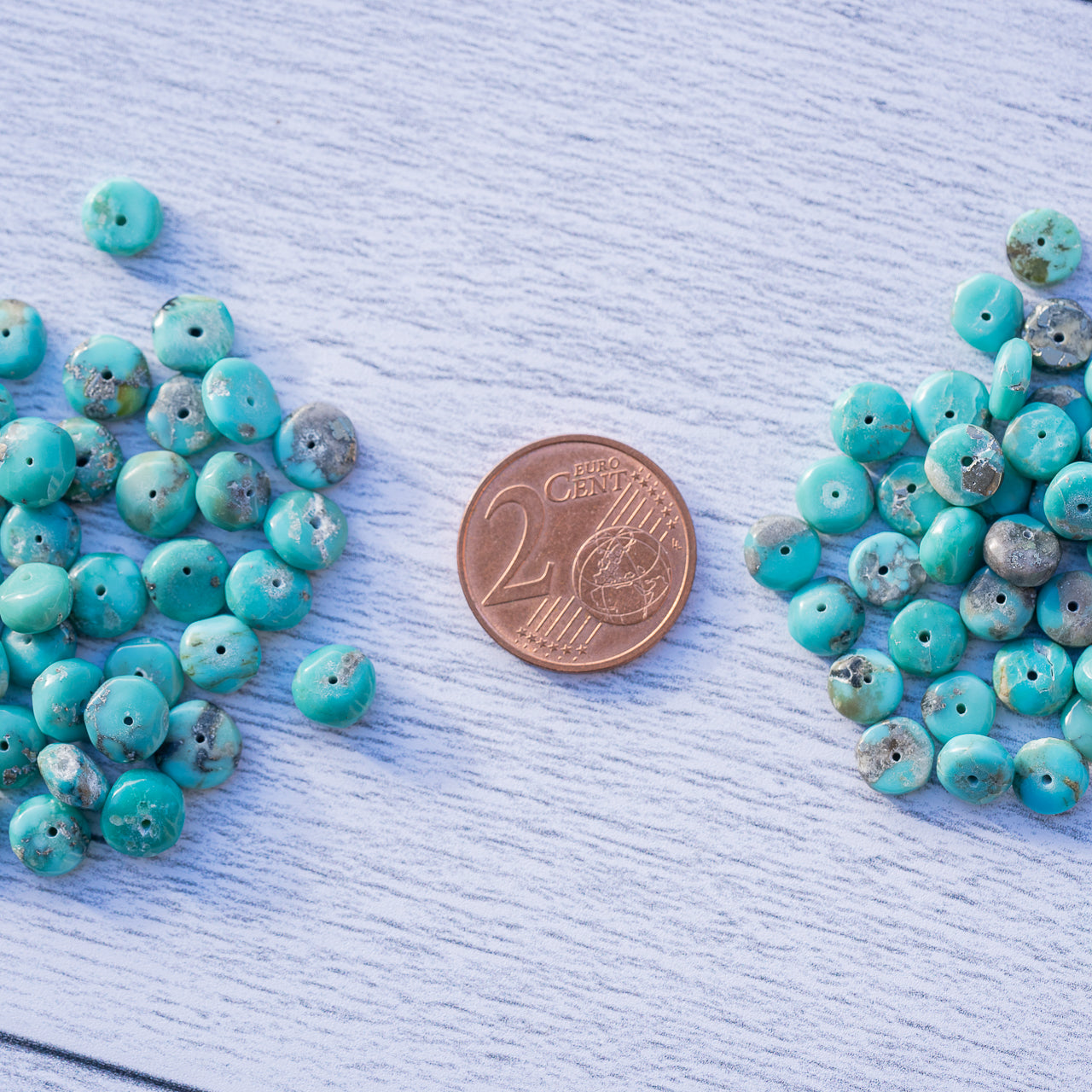 Perles rondelles lisses de Turquoise naturelle d&