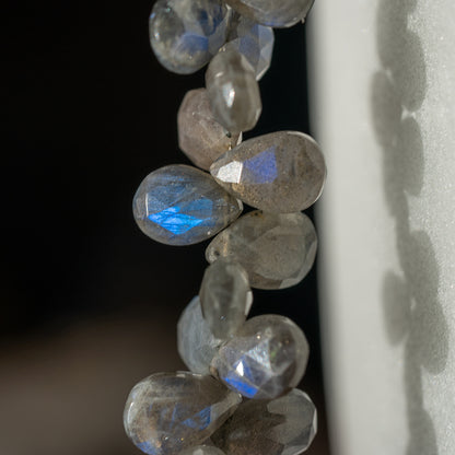 Perles gouttes facettes AA de labradorite de 11/12 mm ( lot de 2 perles )