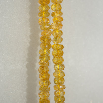 Perles rondelles facettes en Héliodore de env 5 x 3/4 mm ( lot de 4 perles )