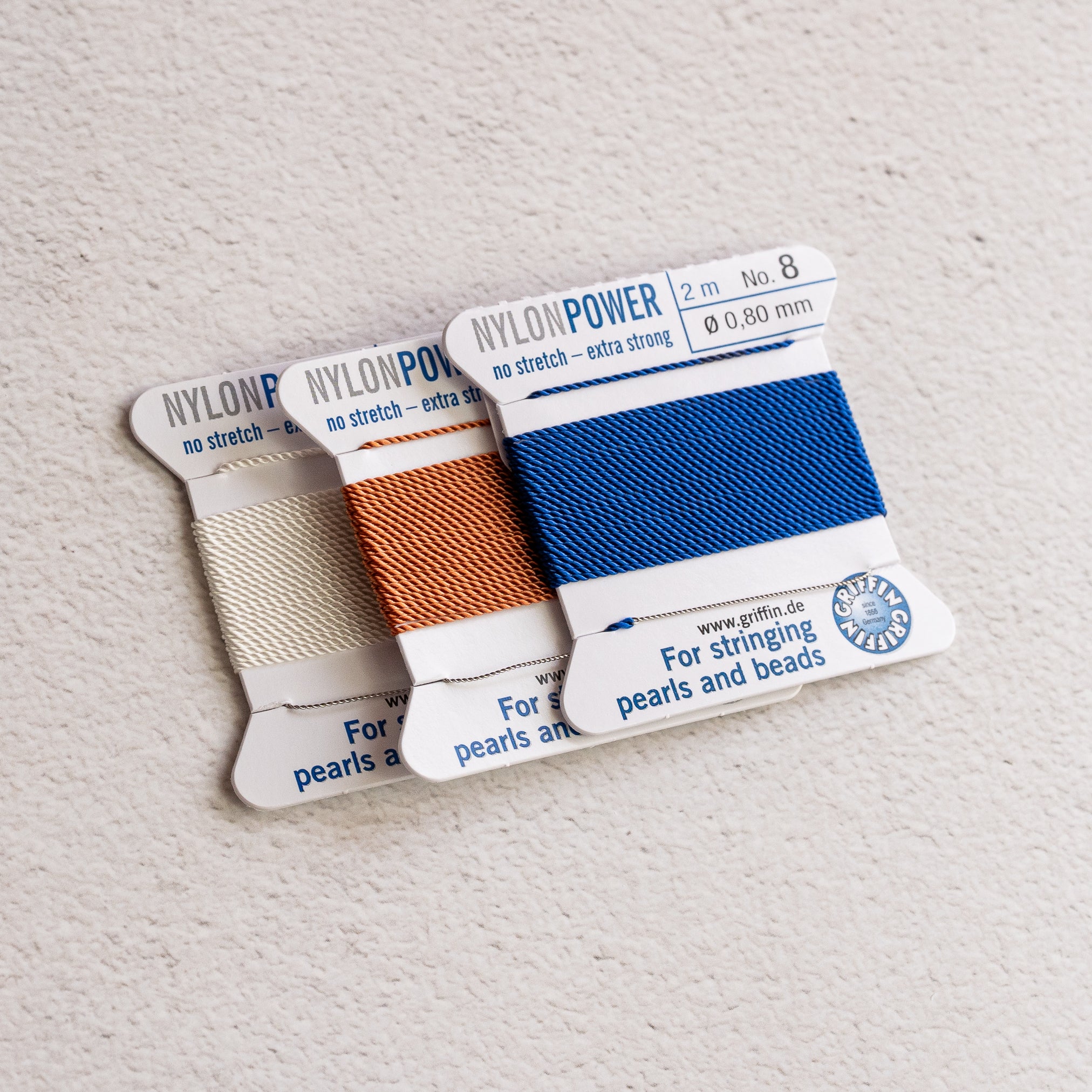Fil Griffin Nylon Power avec aiguille intégrée de 0,8 mm, couleur au choix ( à l&