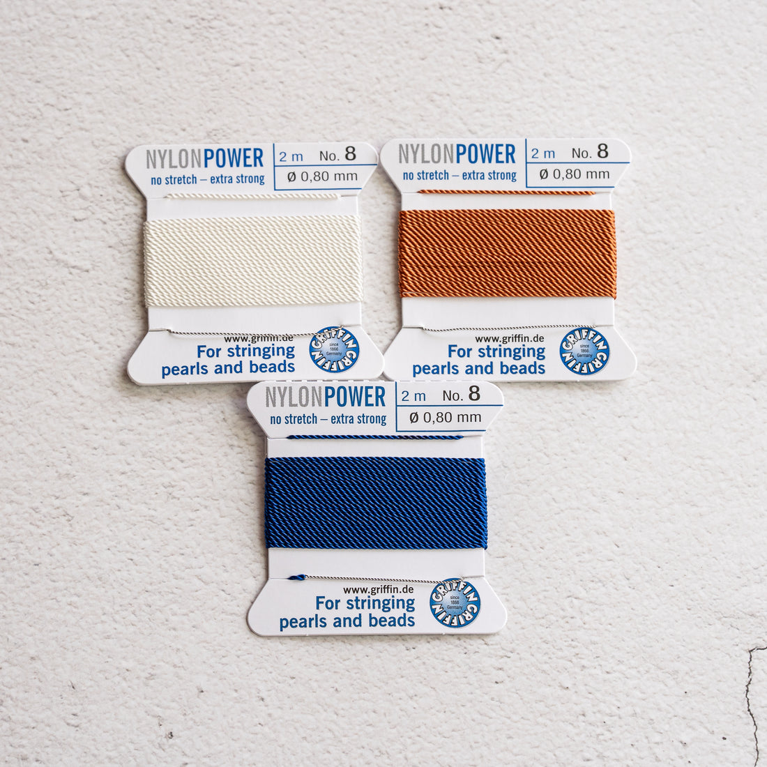 Fil Griffin Nylon Power avec aiguille intégrée de 0,8 mm, couleur au choix ( à l&