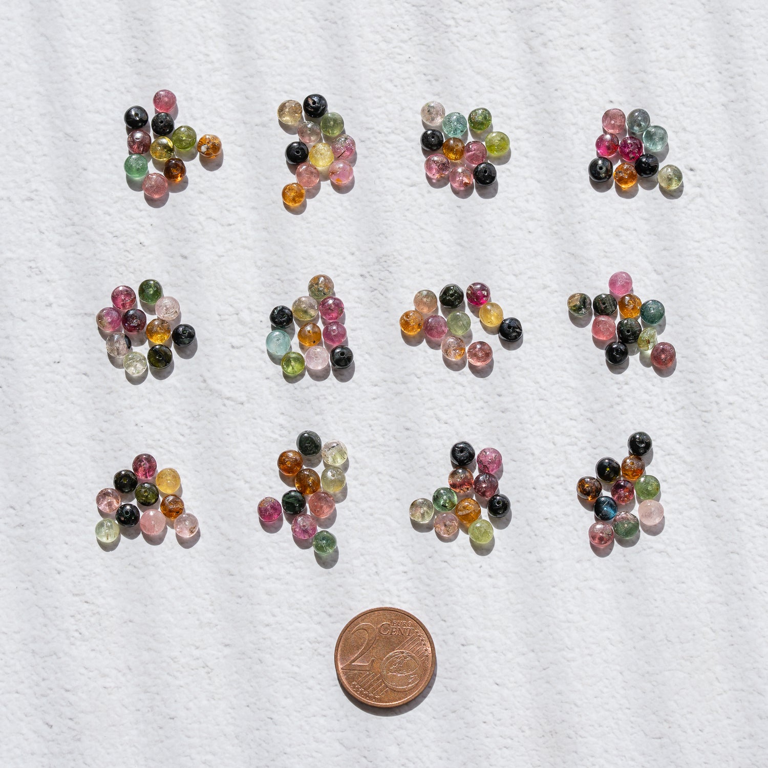 Perles rondelles lisses de Tourmaline multicolore de env 4,5 x 3 mm ( lot de 10 perles )