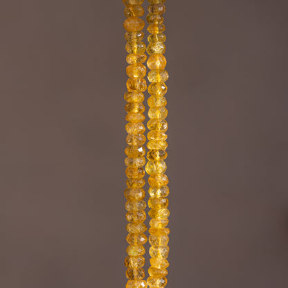 Perles rondelles facettes en Héliodore de env 5 x 3/4 mm ( lot de 4 perles )