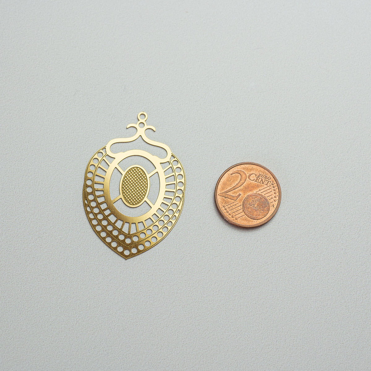 Breloques filigranées gouttes en acier inoxydable doré de 42,5 mm ( à l&