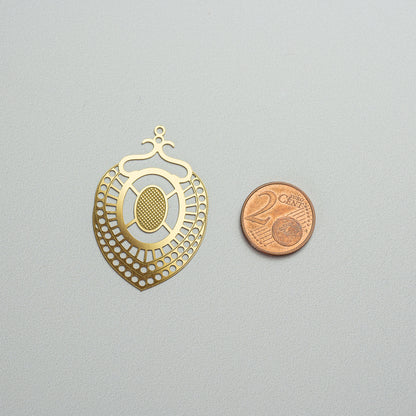 Breloques filigranées gouttes en acier inoxydable doré de 42,5 mm ( à l&