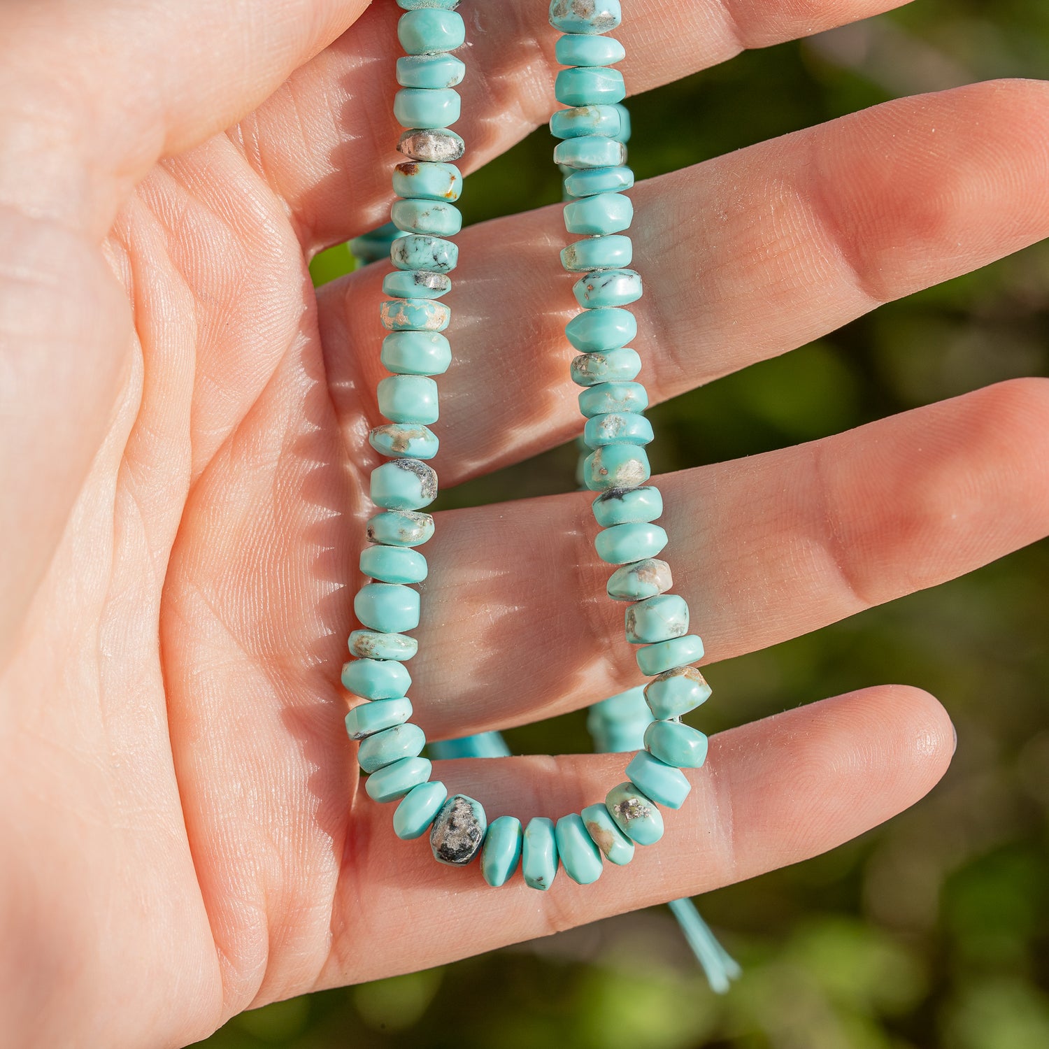Fil 35,5 cm de perles rondelles lisses de Turquoise d&
