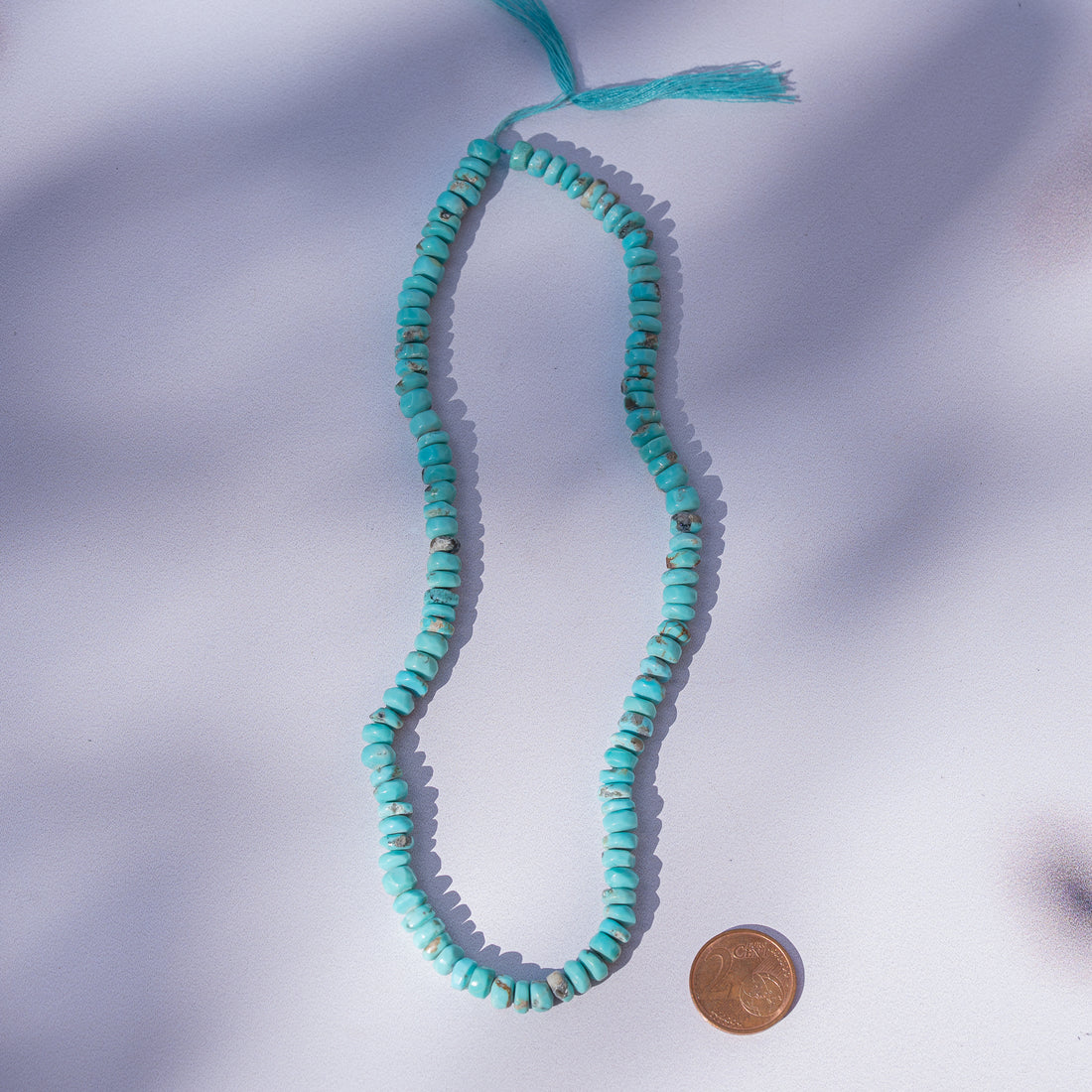 Fil 35,5 cm de perles rondelles lisses de Turquoise d&