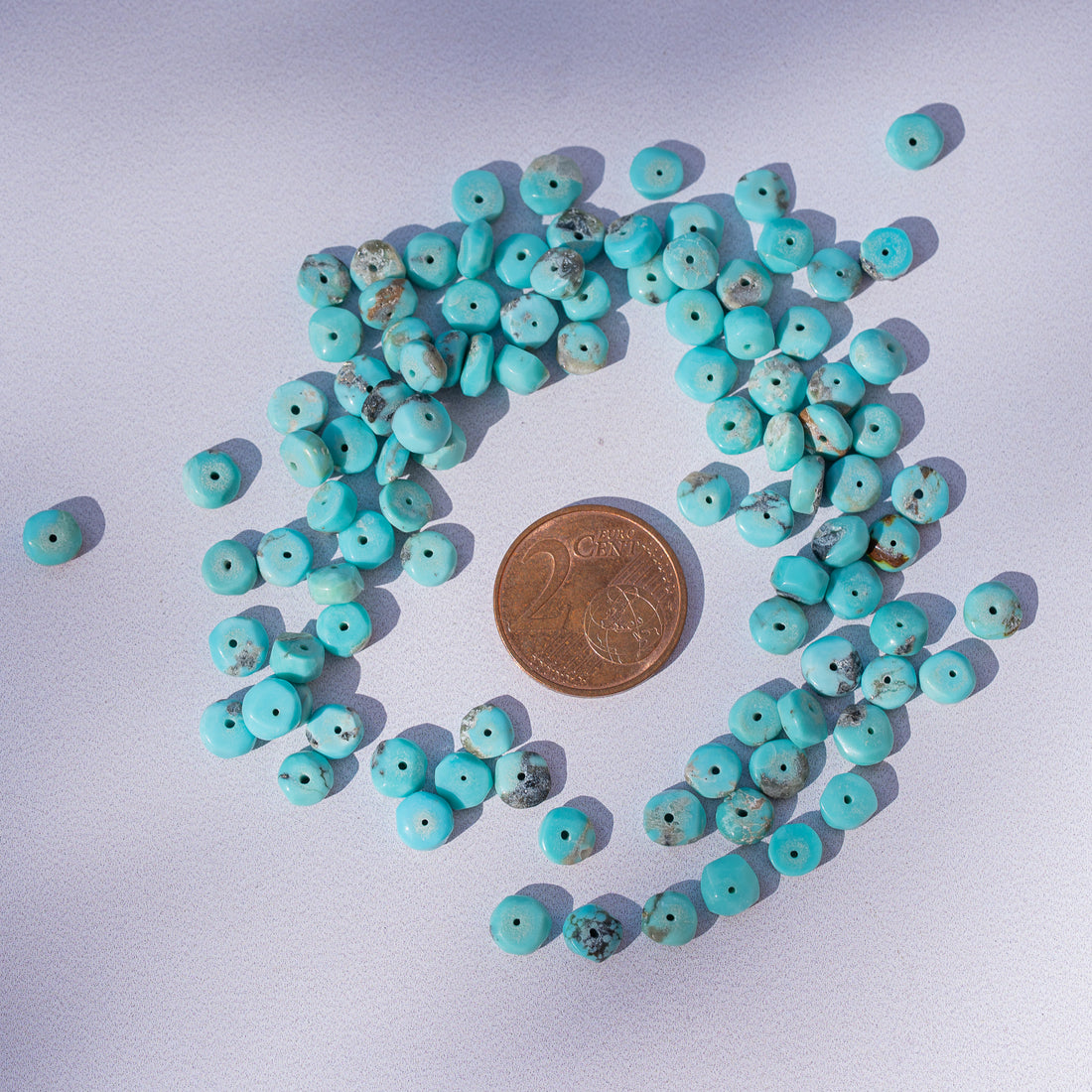 Perles rondelles lisses de Turquoise d&