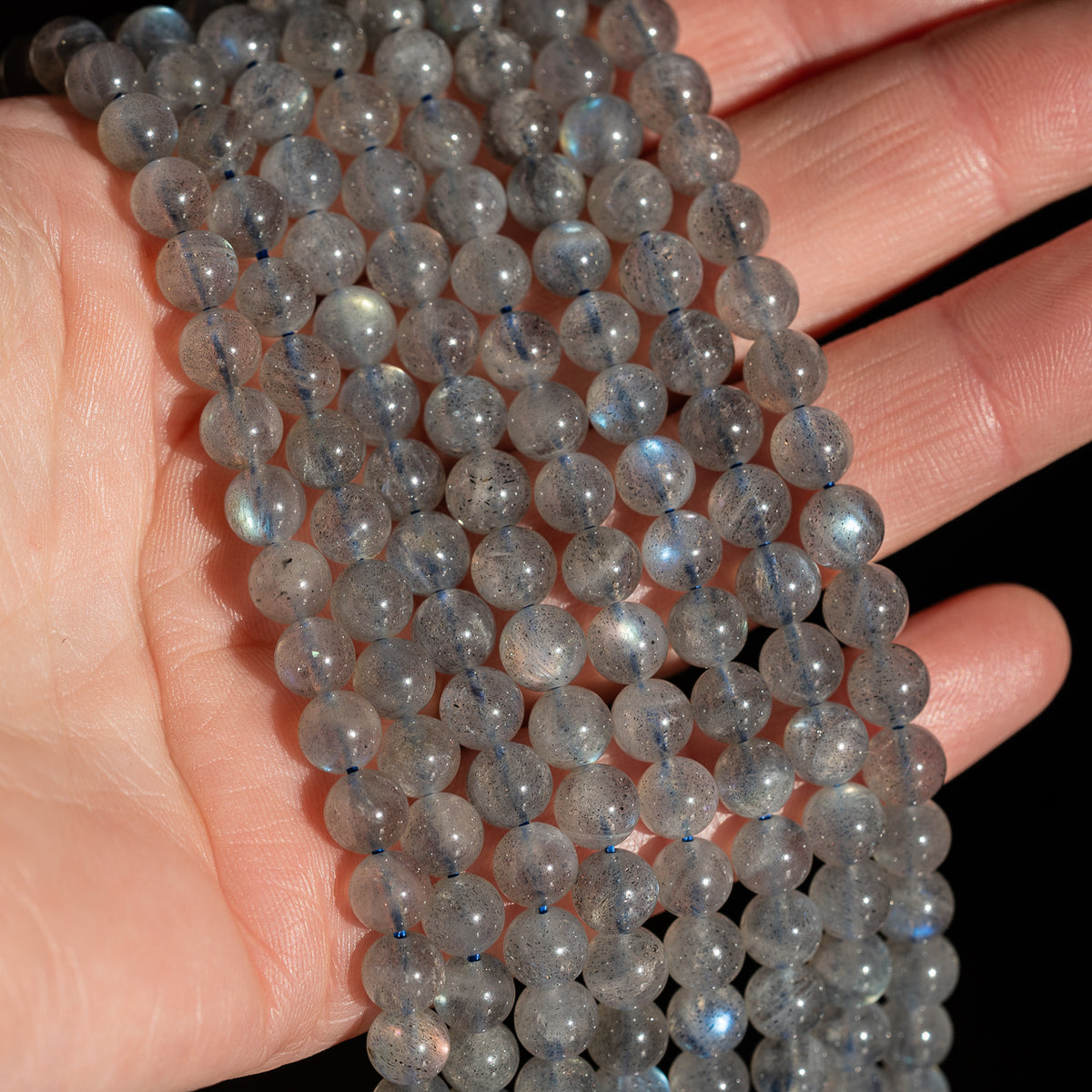 Perles rondes lisses de Labradorite de 6,5 mm ( rang de env 60 perles )