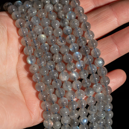 Perles rondes lisses de Labradorite de 6,5 mm ( rang de env 60 perles )