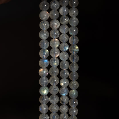 Perles rondes lisses de Labradorite de 6,5 mm ( rang de env 60 perles )
