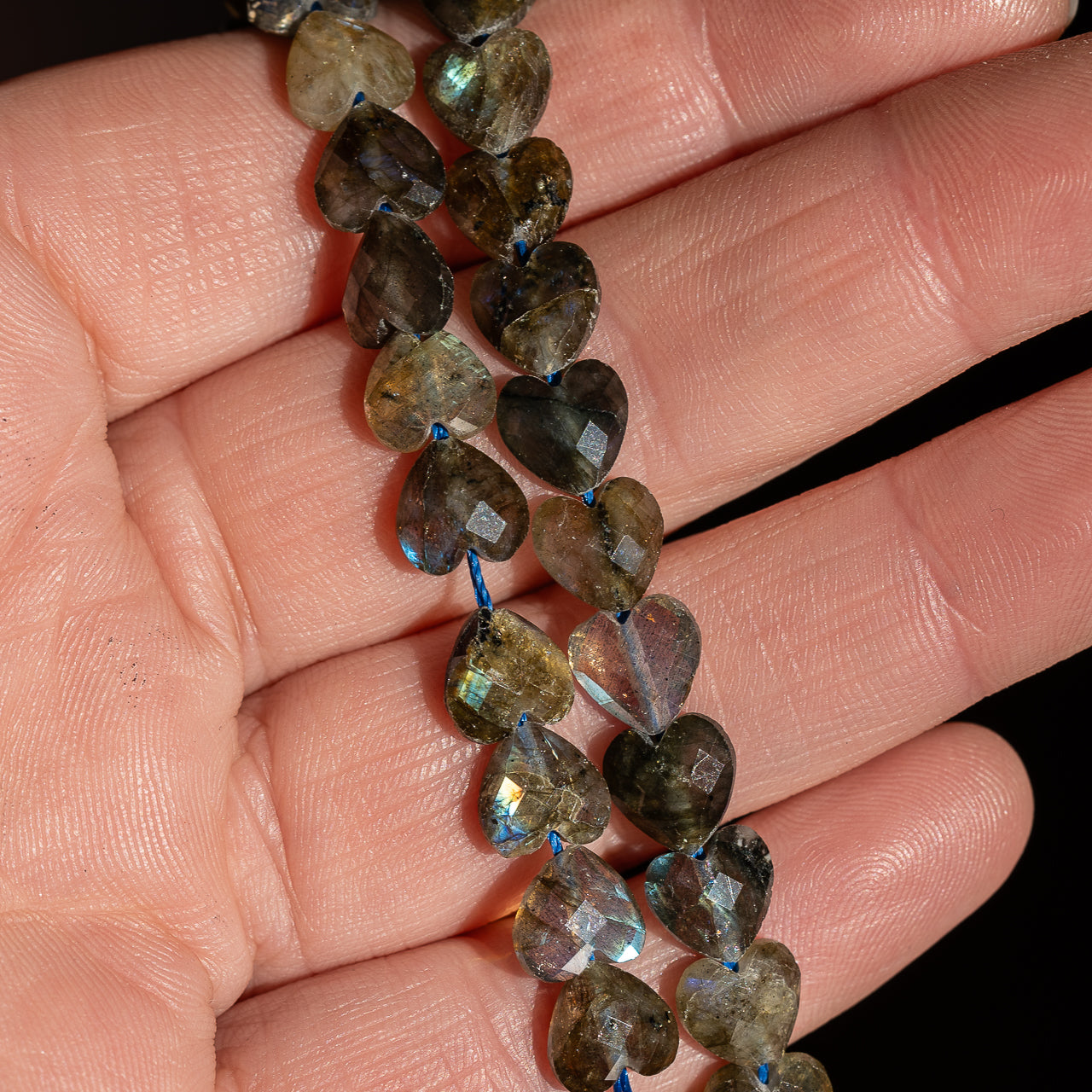 Perles ♡ facettes de Labradorite de 8 mm ( lot de 4 perles )