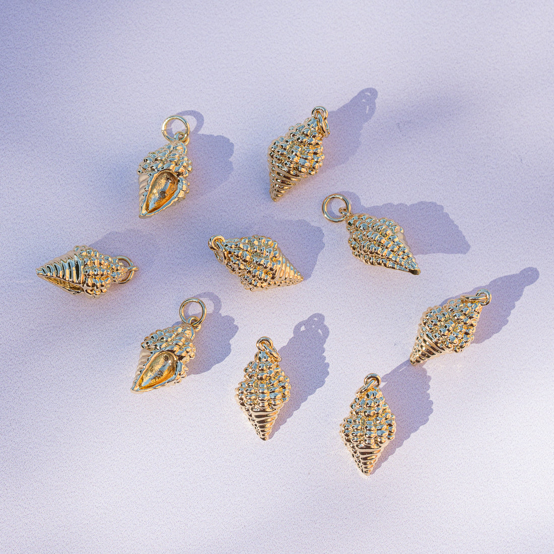 Breloques coquillages en laiton plaqué or 18k de 18 mm ( à l&