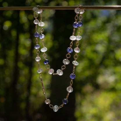 Perles rondelles facettes de Iolite de 6 x 4 mm ( 1/2 rang de env 45 perles )