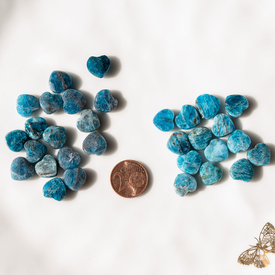 Perles ♡ en Apatite bleue de 11 x 4 mm ( lot de 2 perles )