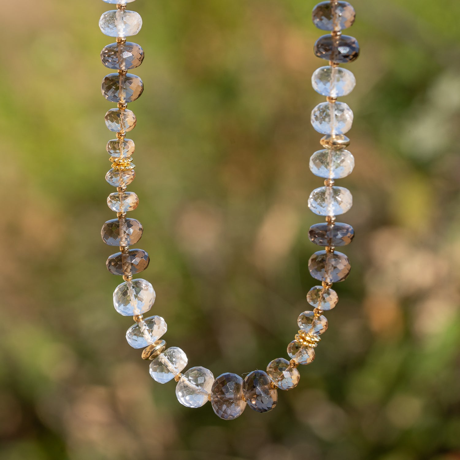 Kit collier en Citrine naturelle, Cristal de roche et Quartz fumé ♡