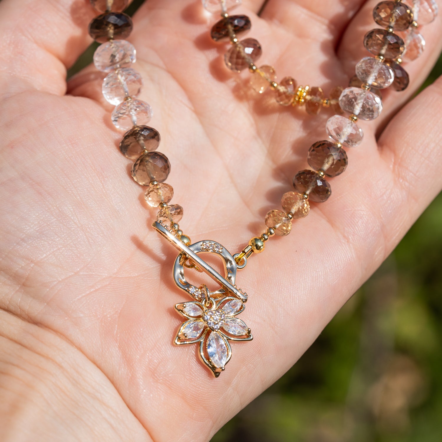 Kit collier en Citrine naturelle, Cristal de roche et Quartz fumé ♡