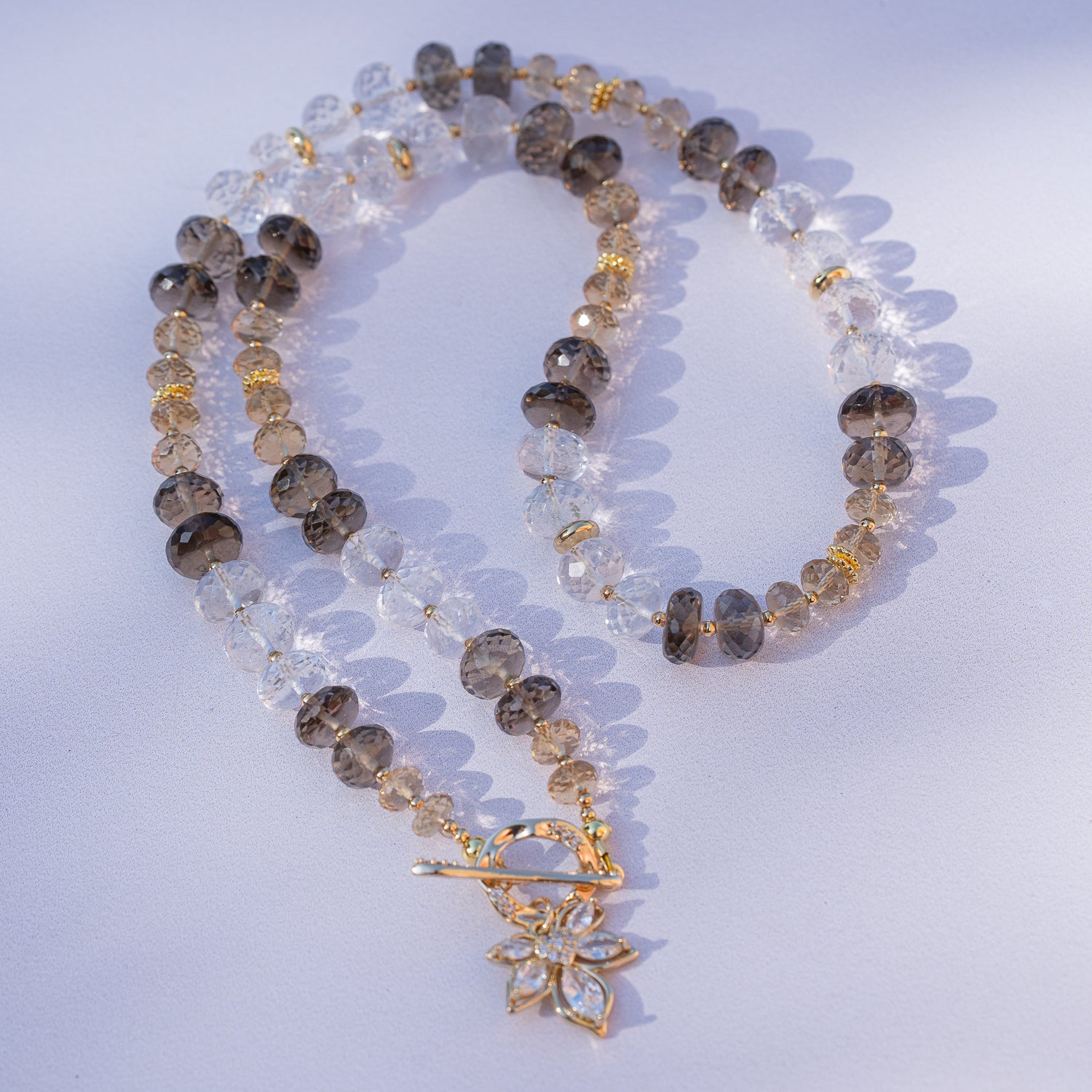Kit collier en Citrine naturelle, Cristal de roche et Quartz fumé ♡