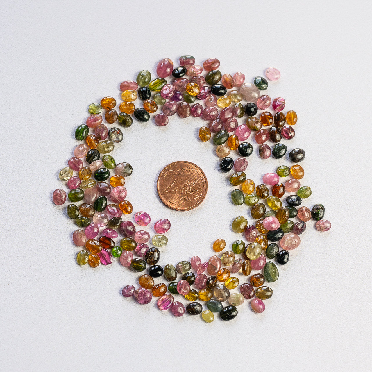 Perles ovales lisses de Tourmaline multicolore de 4/5 mm ( lot de 10 )