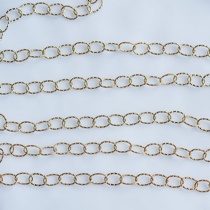 Chaine grosse maille fantaisie en acier inoxydable plaqué or 18k ( 50 cm )