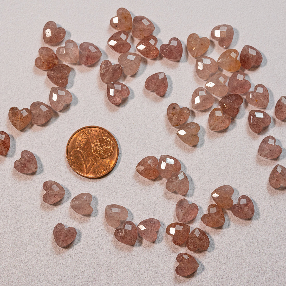 Perles ♡ facettes de Quartz fraise de 8 mm ( lot de 4 perles )