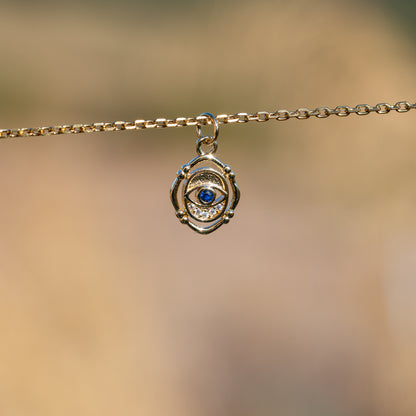 Breloques oeil en laiton plaqué or 18k et zirconium de 15 mm ( à l&
