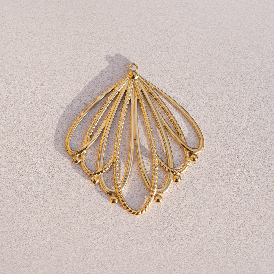 Breloques feuilles en acier inoxydable plaqué or 18k de 44,5 mm ( à l&