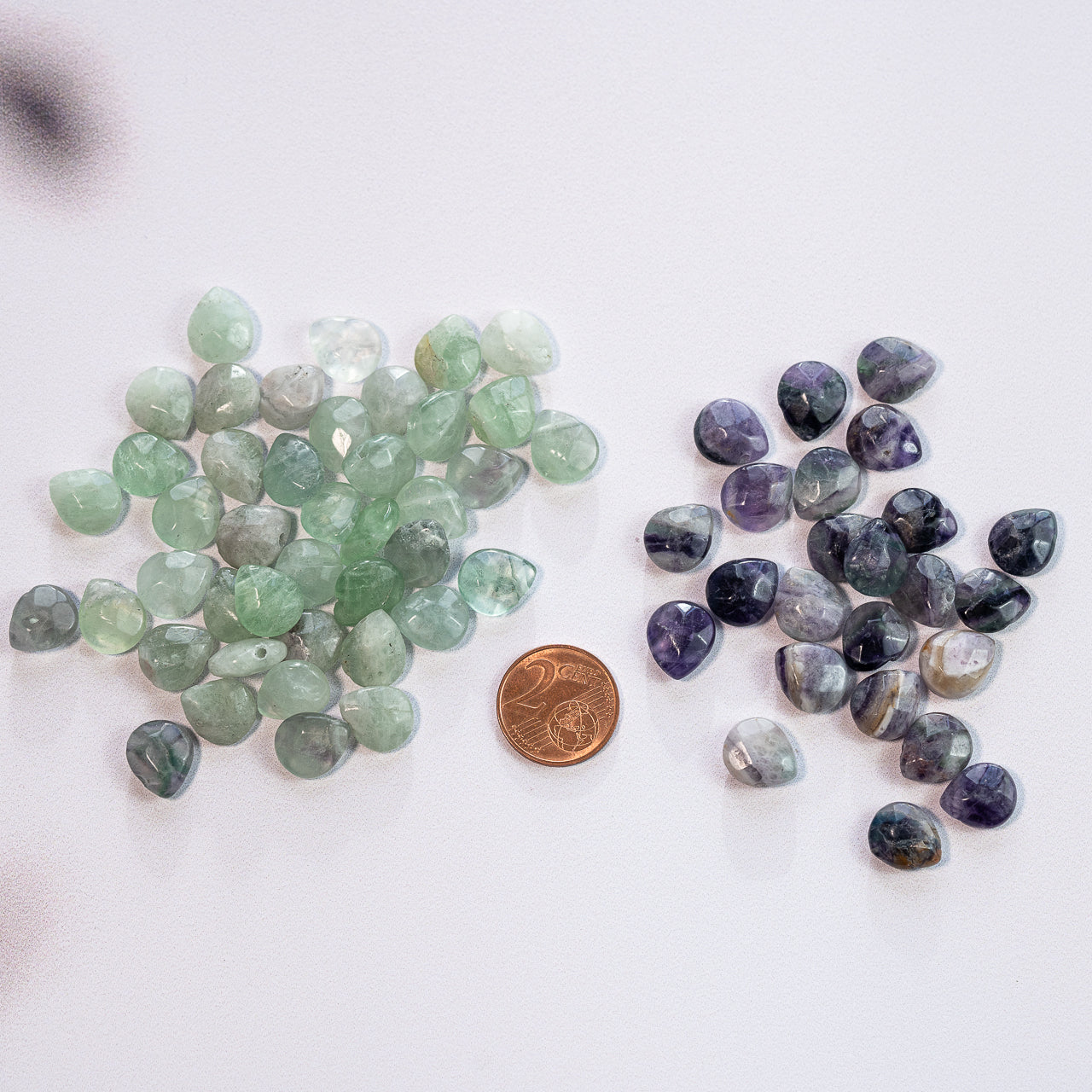 Perles gouttes facettes de Fluorite multicolore de 12 mm ( lot de 2 )