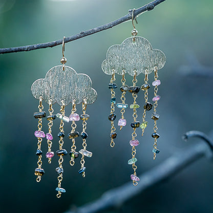 Chaine maille chapelet avec perles de Tourmaline en laiton doré ( vendue par 50 cm )