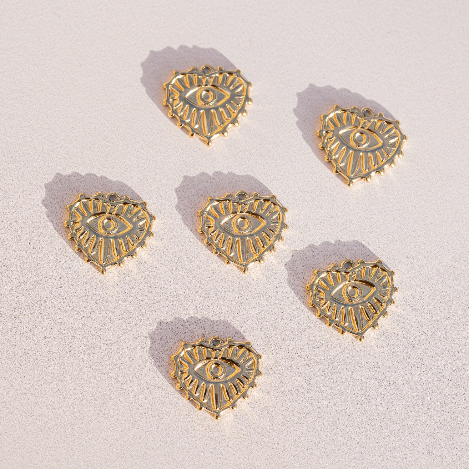 Breloques coeur oeil en acier inoxydable 316 plaqué or 18k de 19 mm ( à l&