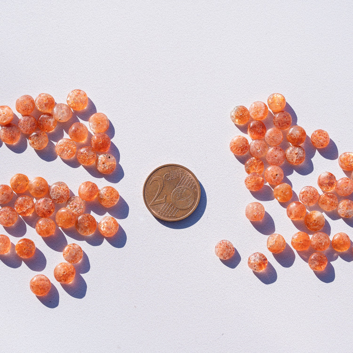 Perles rondelles lisses de Pierre de soleil de 6 à 6,5 mm au choix ( lot de 4 perles )