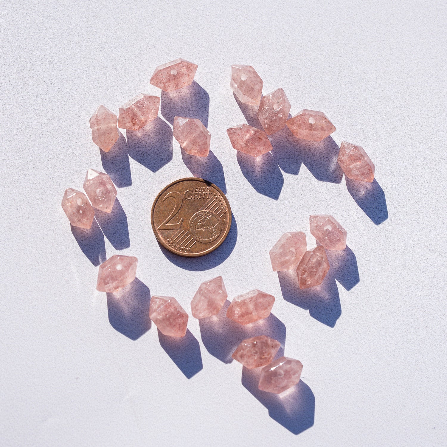 Perles pointes bi-terminées facettes de Quartz fraise de 11 mm (à l&