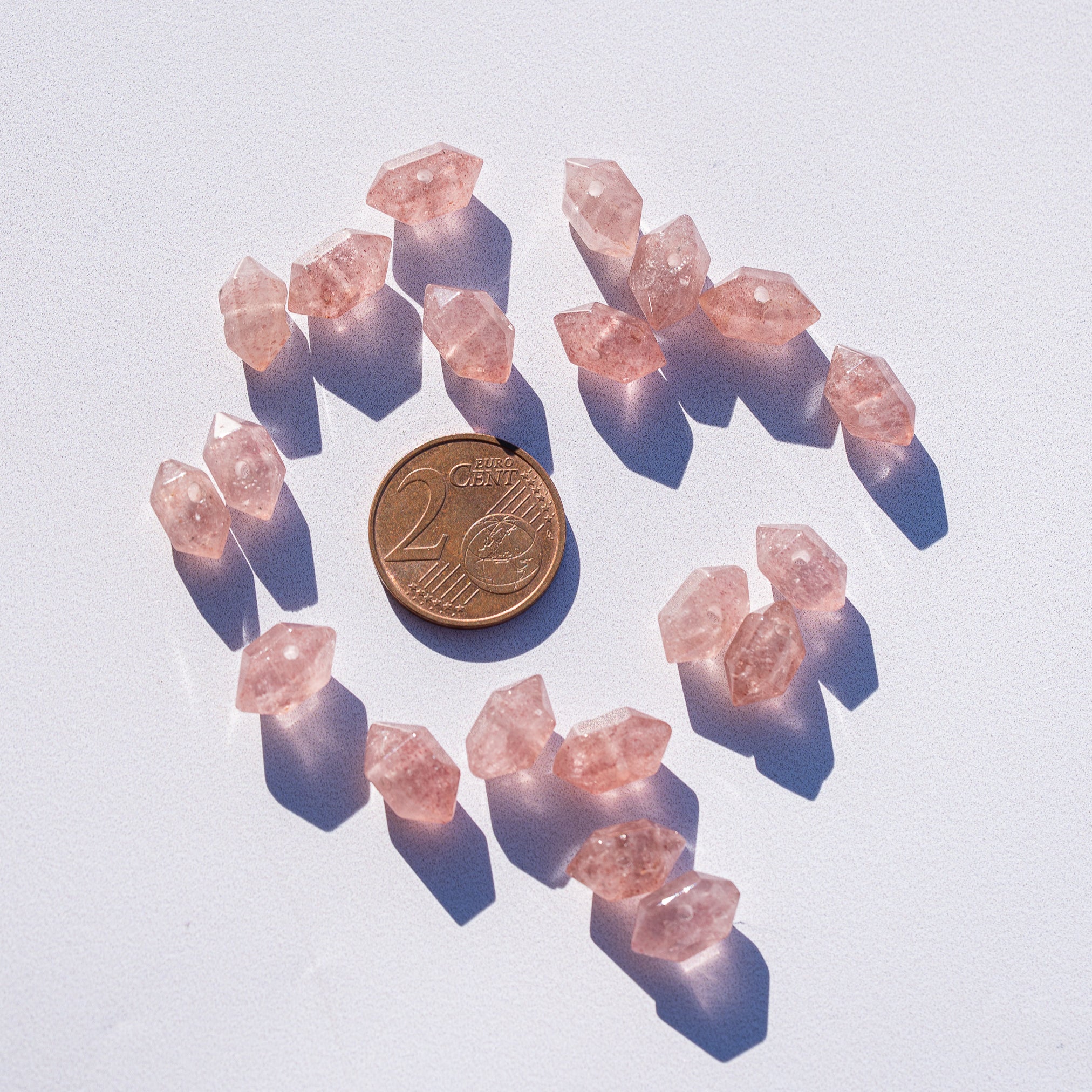 Perles pointes bi-terminées facettes de Quartz fraise de 11 mm (à l&
