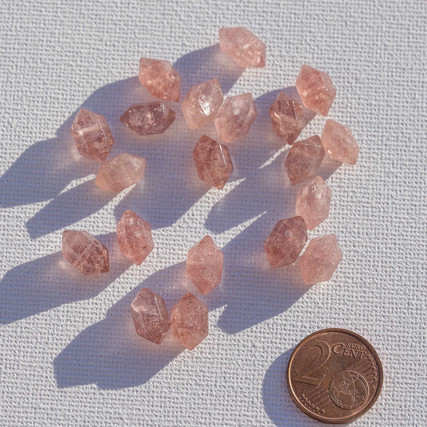 Perles pointes bi-terminées facettes de Quartz fraise de 11 mm (à l&
