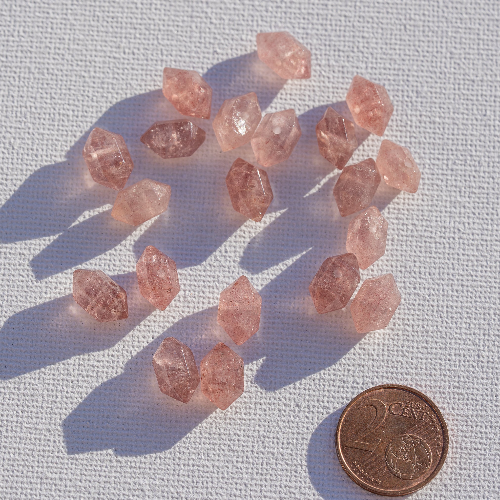 Perles pointes bi-terminées facettes de Quartz fraise de 11 mm (à l&