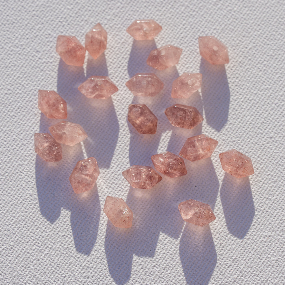 Perles pointes bi-terminées facettes de Quartz fraise de 11 mm (à l&