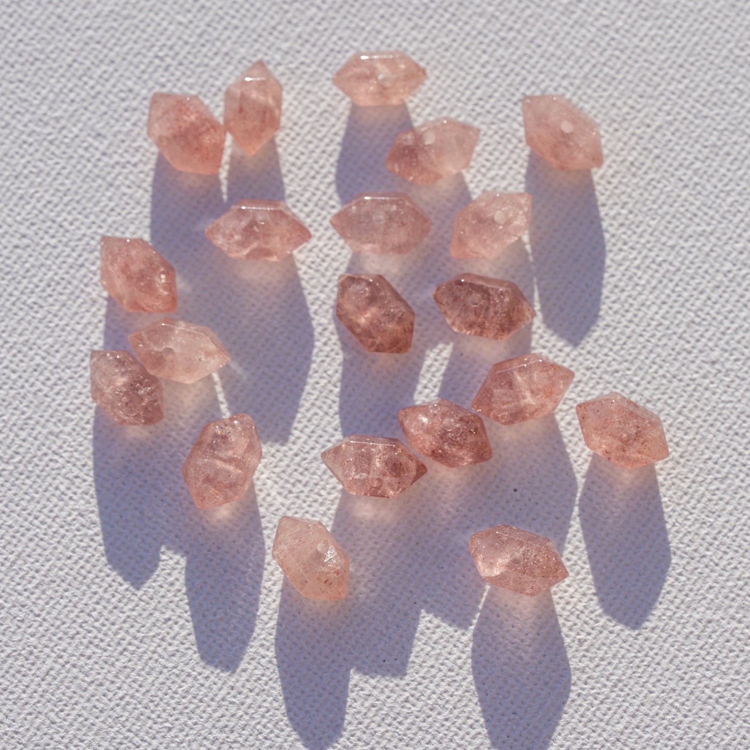 Perles pointes bi-terminées facettes de Quartz fraise de 11 mm (à l&